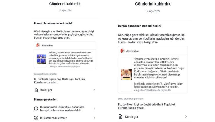 Instagram, Diyanet’in 2 paylaşımını kaldırdı
