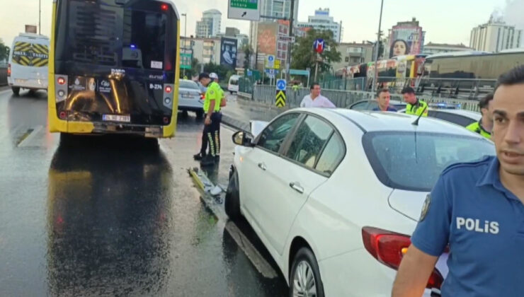 Şişli’de İETT otobüsüne araba çarptı: 3 yaralı