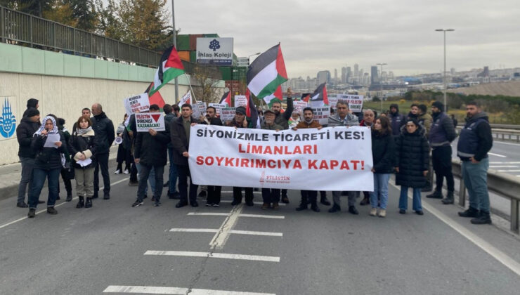 Ambarlı Limanı’nda protesto: İsrail’le cürüm paydaşlığı derhal son bulmalı